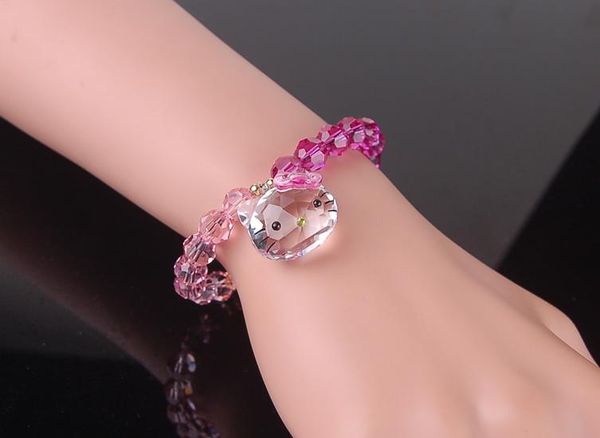 

bangle genuine austrian pink crystal lovely cute cat kt bracelets bangles fashion jewelry for girl fashion gift women colorful, Black