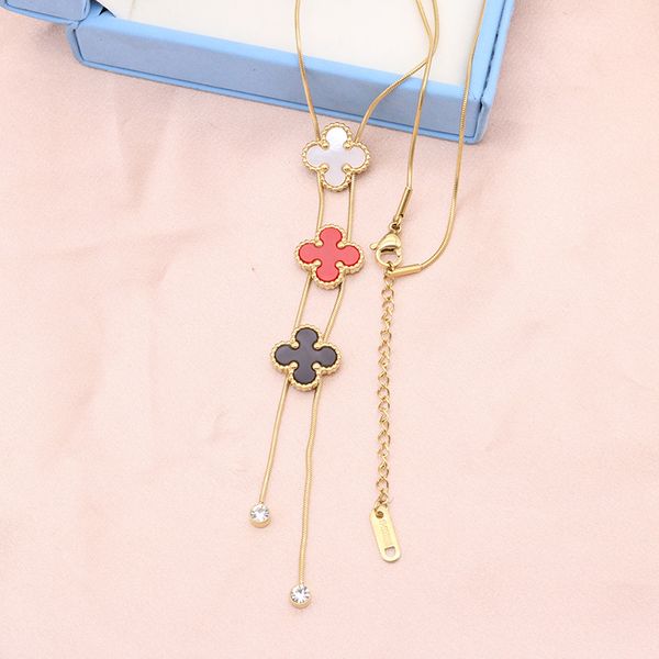 

fashion classic4/four leaf clover necklaces pendants mother-of-pearl stainless steel plated 18k for women&girl valentine's mother', Silver