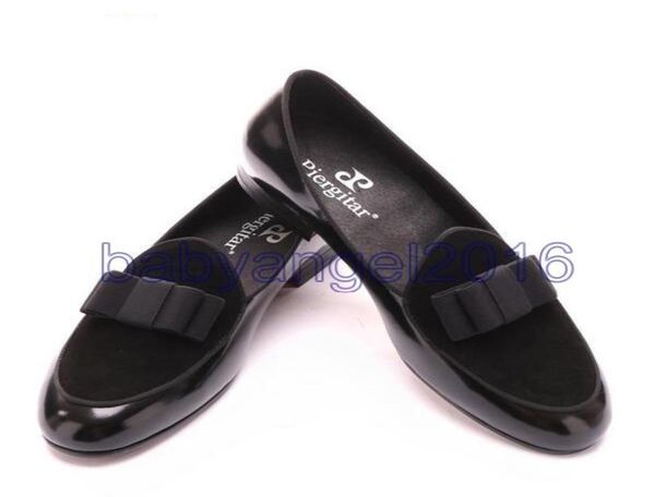 

three color genuine leather and nubuck leather stitching with bowtie men handmade luxurious flats men039s banquet classic loafe7253723, Black