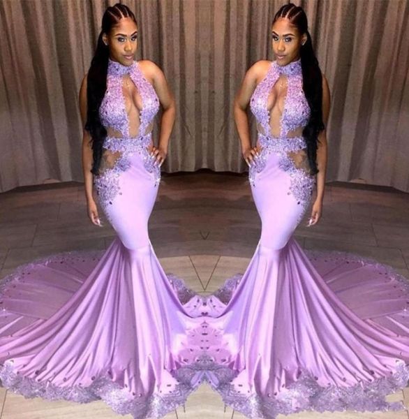 

2019 new light purple prom dresses keyhole neck lace appliques sequins cutaway sides sweep train evening party homecomi3125875, Black