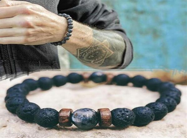 

luxury designer jewelry men bracelets natural moonstone bead tibetan buddha bracelet chakra lava stone diffuser bracelets3080978, Black