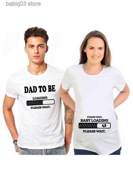 

maternity tees dad to be baby loading couple t-shirt summer funny maternity matching t shirts pregnancy announcement shirts clothes outfits, White