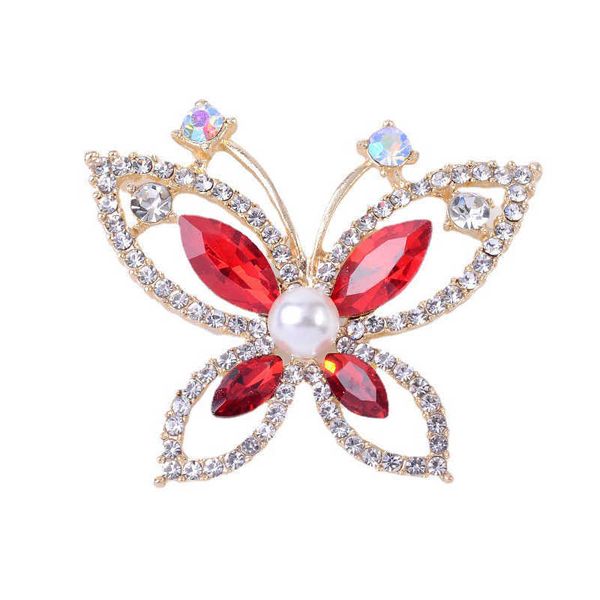 

pins brooches new luxury wedding pearl rhinestone brooch butterfly glittering insect clothing accessories brooch women g220523, Gray