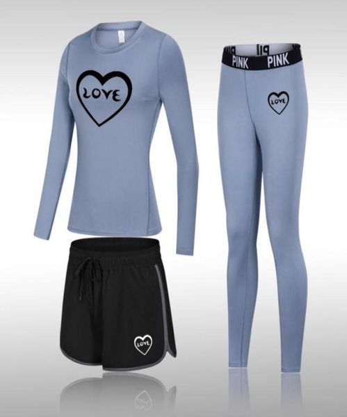 

running sets yoga set quick dry 3 piece female longsleeved long pants outdoor sportswear fitness breathable suit sport outfit for4800871, Black;blue