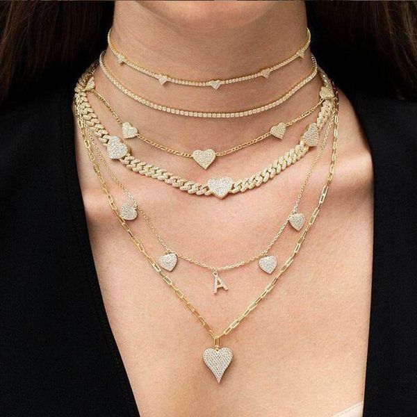 

necklaces new korean sweet love heart choker necklace statement girl friend gift cute gold tennis chain cz necklace jewelry collier femme, Silver