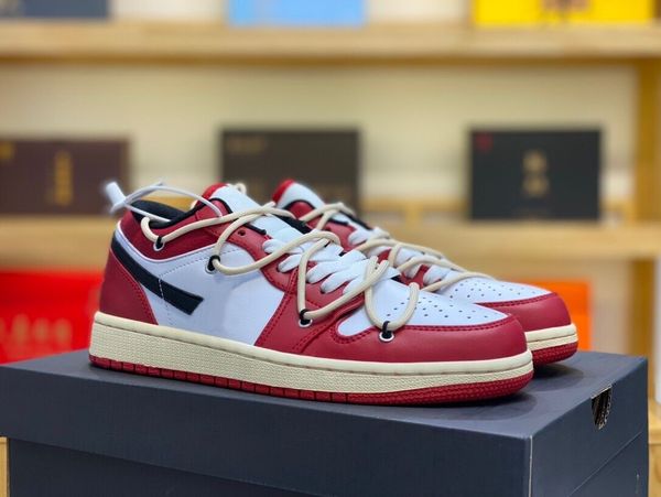 

wholesale original 1s basketball shoes men women designer 1 low chicago varsity red black white lace-up llifestyle sneakers