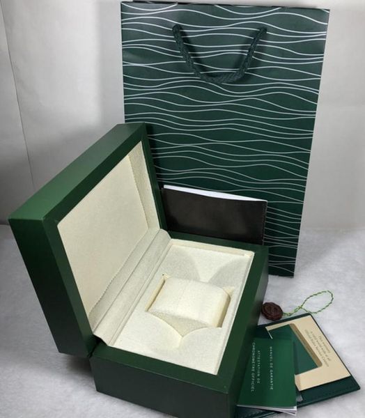 

new fashion luxury green original watch box designer gift box card tags and papers in english booklet wood watches boxes 08kg1910819, Black;blue
