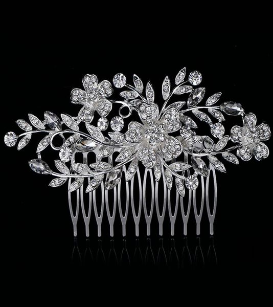 

2019 real timelimited hair combs round feis whole fashion crystal leaf and flower bride hair decoration pins wedding accessor4702464, Silver
