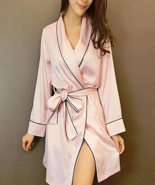 

pink satin robe woman silk bath robes satin robes women silk robes for women pijamas7732664, Red;black