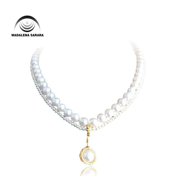 

necklaces madalena sarara elegant princess style 89mm baroque freshwater pearl necklace multirows, Silver