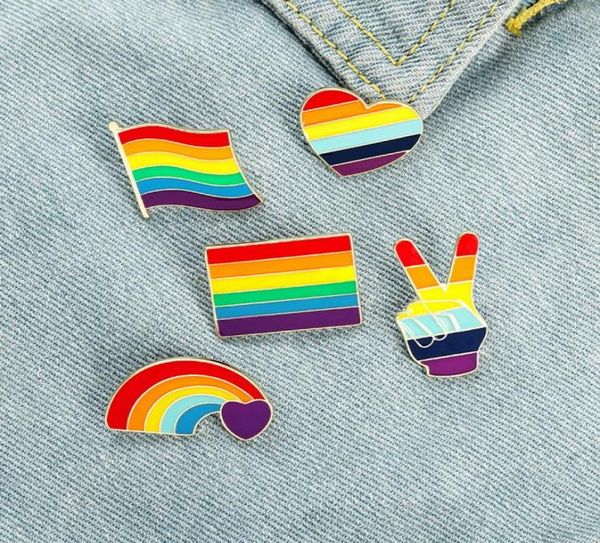 

rainbow heart pattern collar brooches korean banner gesture alloy school uniform badge accessories student bags hat paint pins orn1730419, Gray