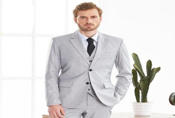 

new design two buttons light grey wedding groom tuxedos notch lapel groomsmen mens dinner blazer suits jacketpantsvesttie 4634324623, Black;gray