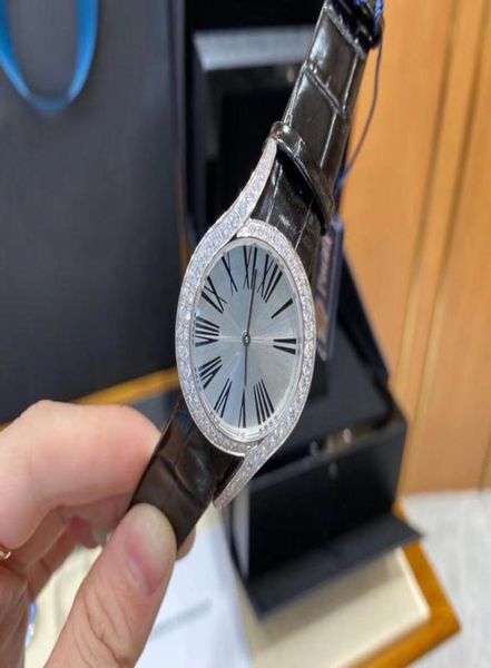 

designer ladies watch cowhide strap sapphire mirror glass 32mm quartz movement diamond bezel8567852, Slivery;golden