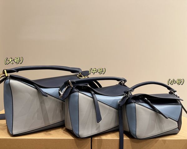 

bag genuine designer leather handbag shoulder bucket woman lowe bags puzzle clutch totes crossbody geometry square contrast color patchwork