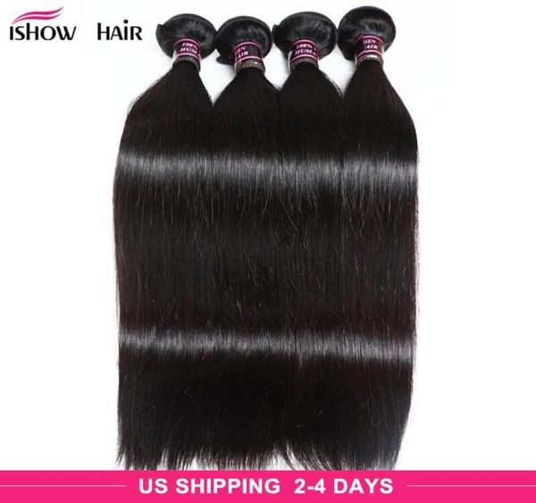 

brazilian peruvian maylasian silky straight hair 4 bundles ishow 8a unprocessed virgin pure hair extension human hair weave bundle8640236, Black