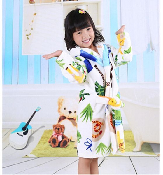

2016 cotton worsted flannel children039s bathrobes bear star leopard cat dots cartoon kids bath robe sleep wear gils bath robe3417618