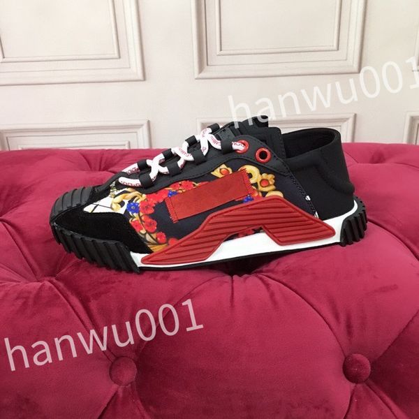 

2023 luxury designer fashion mens casual shoes striped vintage shoes vintage trainers lace-up platform sneaker, Black