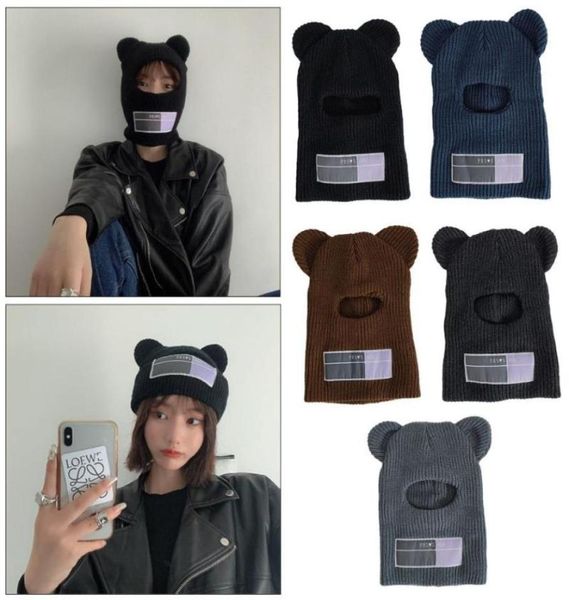 

beanieskull caps multi functional mouse ski mask winter warm knit cap balaclava artificial wool hats men and women beanies 8638858, Blue;gray