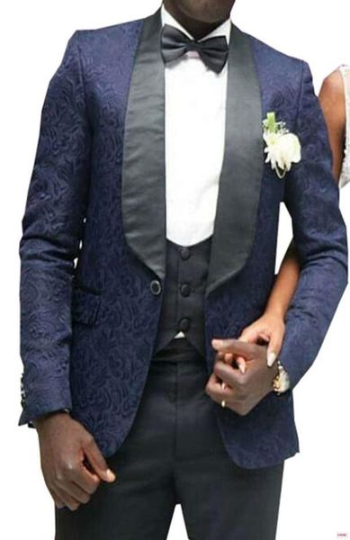 

one button black paisley groom tuxedos shawl lapel groomsmen man suits mens wedding suitsjacketpantsvesttie8333617, Black;gray