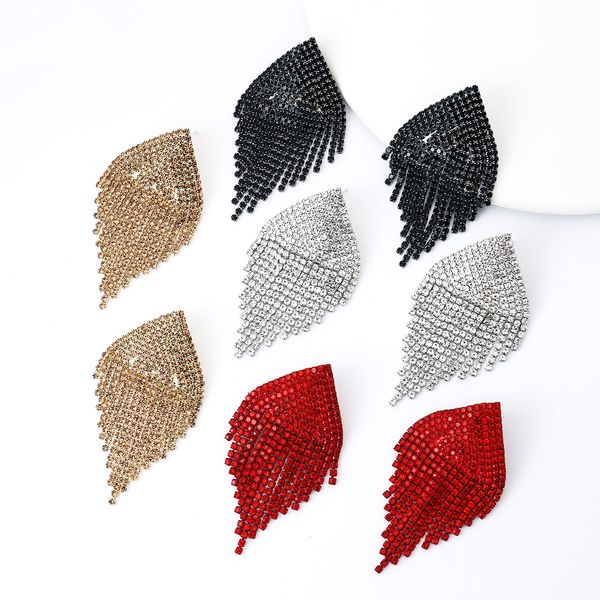 

fashion exaggerated earrings fashion claw chain with diamonds long tassel earrings, Silver