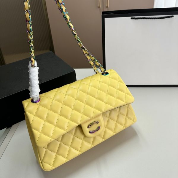 

designer bag classic cf colorful shoulder bag women 2023 new high end fashion lingge embroidery sheepskin chain bag