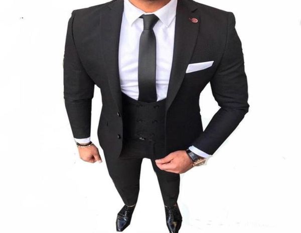 

new slim fit two buttons black wedding groom tuxedos notch lapel groomsmen men suits prom blazer jacketpantsvesttie 1765798792, Black;gray
