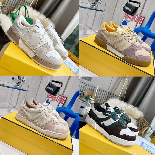 

casual shoes designer match vintage suede leather sneaker men women trainers low shoe platform trainer with box, Black