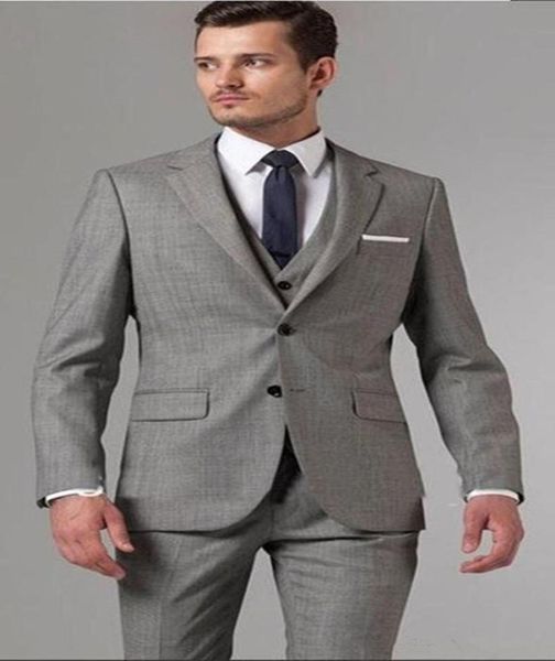 

new two buttons light grey groom tuxedos notch lapel groomsmen mens wedding business prom suits jacketpantsvestti6912950, Black;gray