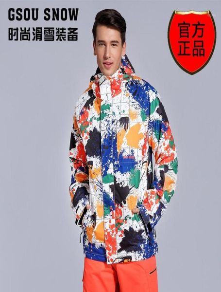 

new mens ink painting ski jacket male snowboarding skiing jacket men039s winter outerwear sports coat waterproof snow wear19737924