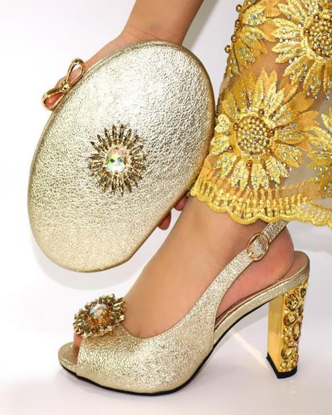 

arrival nigerian elegant wedding shoes and bag set 2021 fashion woman high heels bags to match on stock dress3696024, Black
