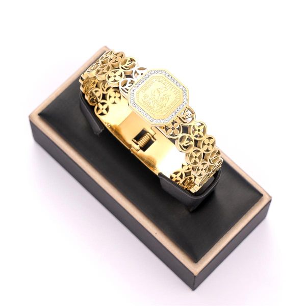 

bangle luizada 2022 jul selling accessories wedding jewelry for women portrait coin stainless steel with bracelet, Black