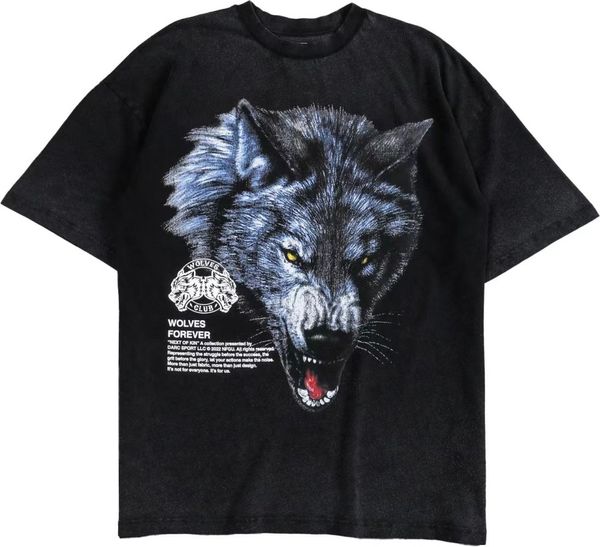

fashion darc spor t-shirt men's and women's cotton short sleeve wolf jumper fitness crewneck casual fashion personality top, White;black