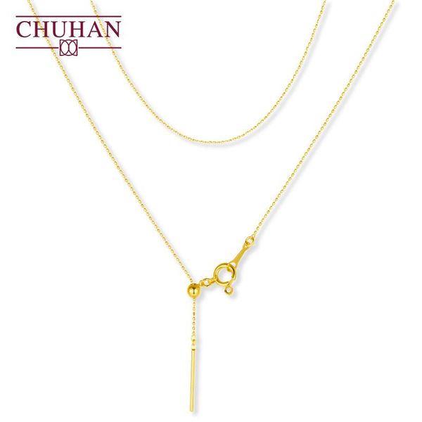 

necklaces chuhan 18k gold bead chain necklace au750 tail chain needle length adjustment clavicle chain gifts for women luxury jewelry, Silver