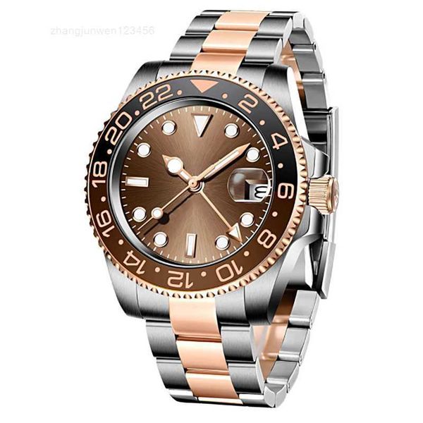 

mens watch designer 40mm automatic 904l stainless steel strap sapphire scratch-resistant mirror waterproof luminous watch rootbeer montre de, Slivery;black