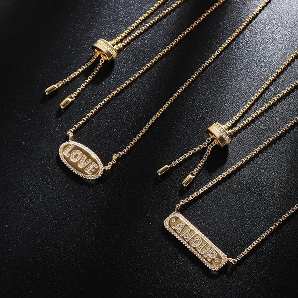 

necklaces trend zircon gold color english letter punk rock necklace fashion statement necklaces bijoux femme zk30, Silver
