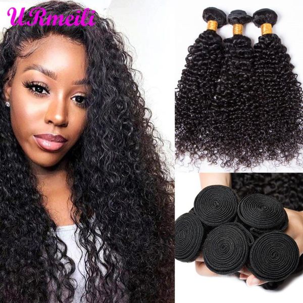

afro kinky curly virgin hair 832inch for african 34 pc natural color brazilian hair weave bundles curly remy human hair5646902, Black