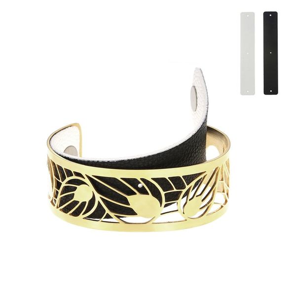 

bangle cremo leaf bracelet manchette femme 2020 jonc acier inoxydable bracelet jonc reversible leather love cuff bangles new, Black