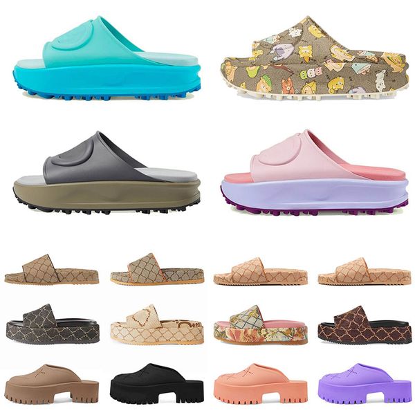 

mens womens fashion famous printed platforms summer slippers brown khaki orange rubber wedding party activity slippers leather slippers eur:, Black