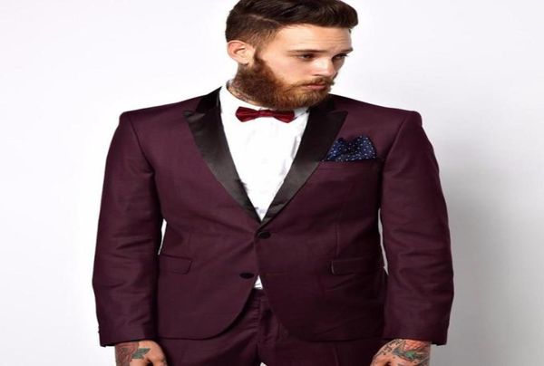 

new classic design groom tuxedos groomsmen two buttons burgundy peak lapel man suit wedding men039s blazer suits jacketp6178567, Black;gray