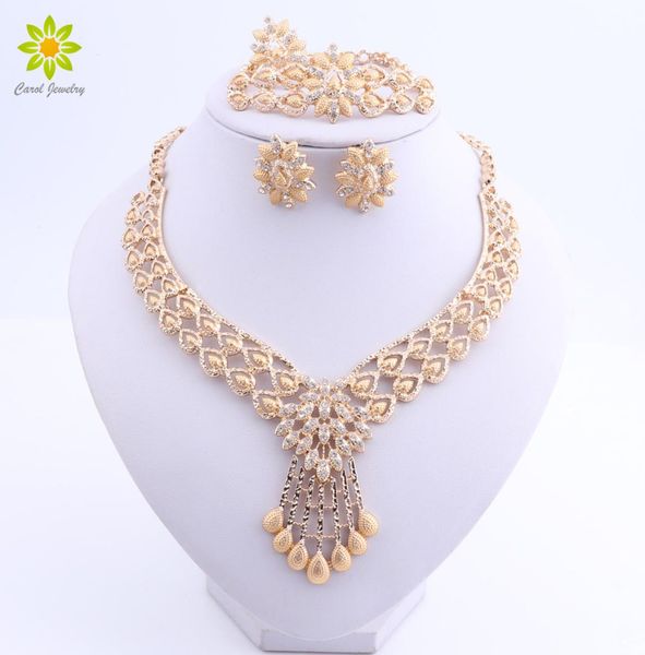 

fashion african jewelry set nigerian wedding dubai gold plated jewelry sets for women bridal gifts flower necklace set6404692, Slivery;golden