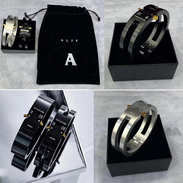 

bangle hip hop fashion rollercoaster track alyx aluminium alloy bracelet women men couples alyx jewelry bangles with bag and box, Black