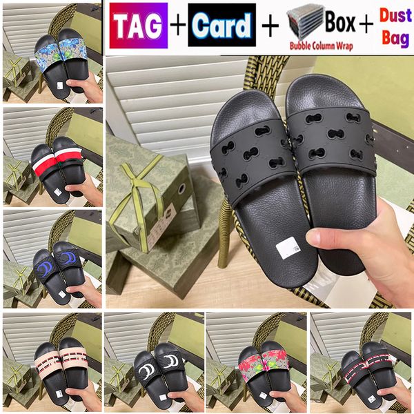 

mens designers slides womens slippers fashion luxurys floral slipper leather men women rubber flats sandals beach shoes loafers gear bottoms, Black