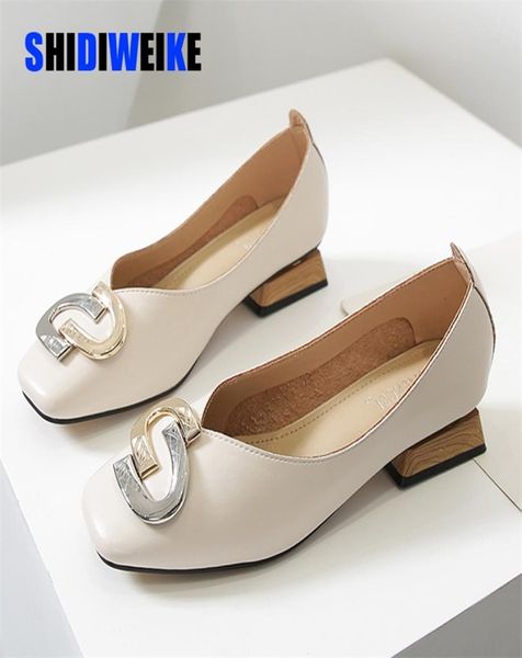 

women shoes low wooden low heel ballet square toe shallow buckle brand shoes slip on loafers zapatos de mujer lj2009281599062, Black