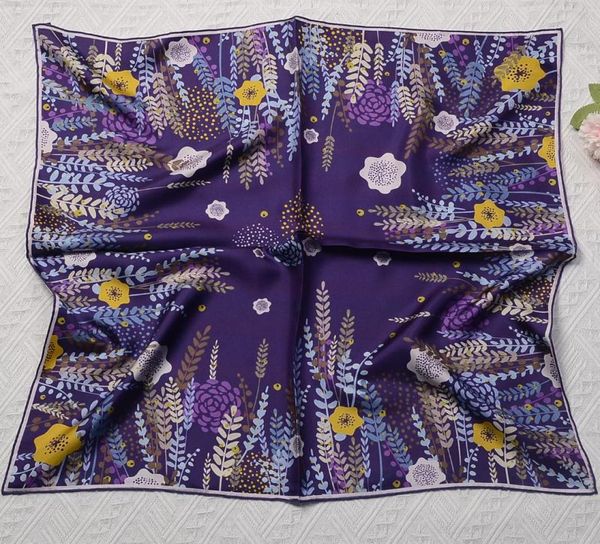 

scarves 70cm purple lavender 100 silk scarf women square brand shawl fashion hijab bandana foulard hand rolled edges neckerchief3720390, Blue;gray