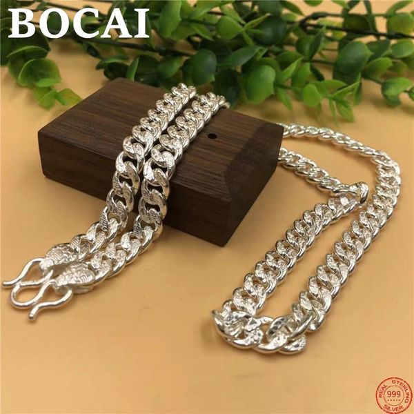

necklaces bocai 100% real s999 sterling silver men's necklace 2022 fashion single flat solid pure argentum neck chain personality jewel