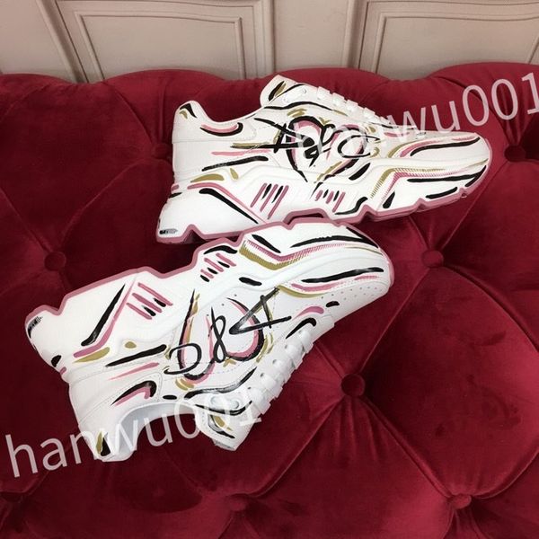 

new luxury designer casual shoes vintage sneakers men's sneaker women house striped shoes lace-up trainers platform, Black