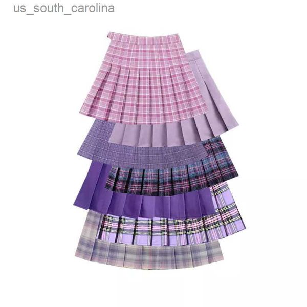

skirts purple women pleated skirts high waist woman plaid mini skirt preppy style casual female skirts sweet a-line ladies short skirt l2305, Black