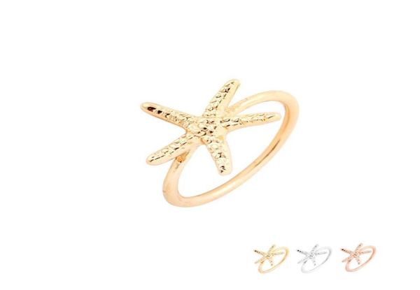

fashion cute starfish rings gold silver rose gold plated simple jewelry men women sailor jewelry efr084 fatory 7498715
