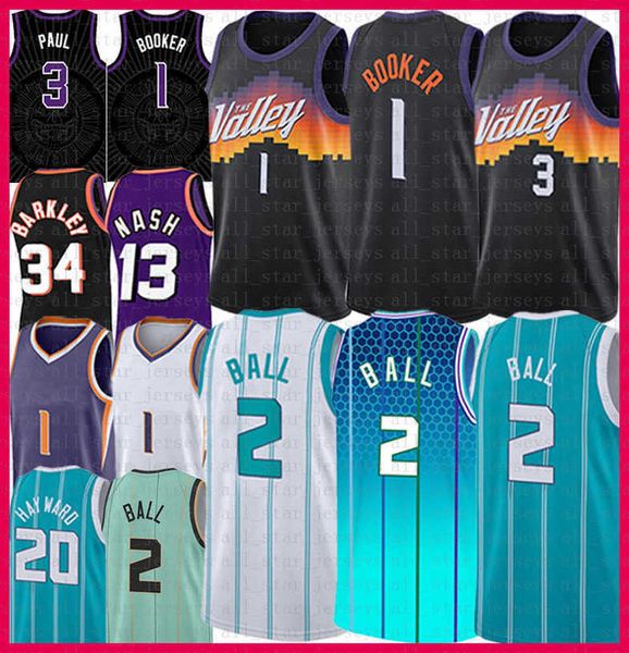 

lamelo ball devin booker chris paul basketball jersey 1 2 3 gordon hayward deandre ayton steve nash charles barkley mens shirts jerseys 2022, Black;red