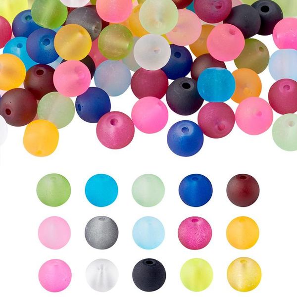 

crystal 1box 4mm 6mm 8mm 10mm frosted round glass beads loose spacer bead mixed color for jewelry making diy bracelet necklace